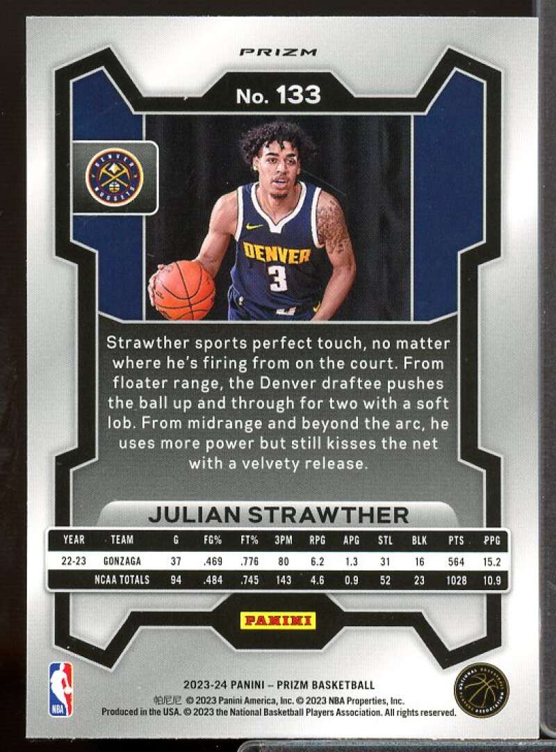 Julian Strawther Rookie Card 2023-24 Panini Prizm Prizms Red Ice #133  Image 2