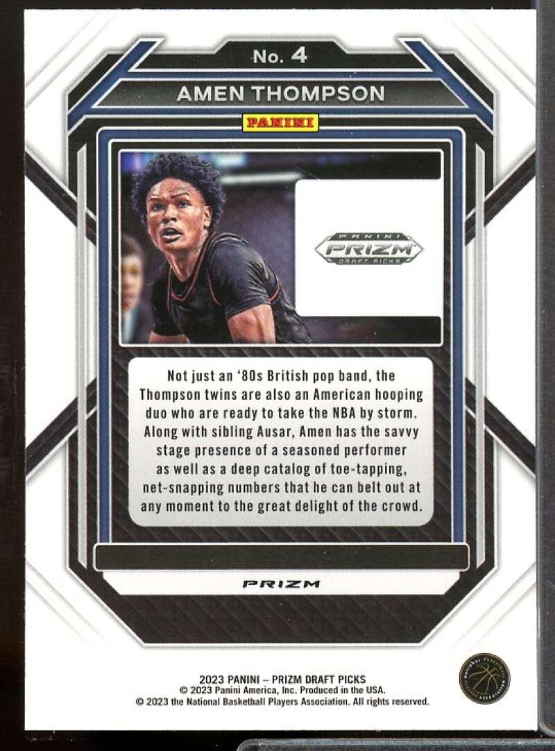 Amen Thompson Rookie Card 2023-24 Panini Prizm Draft Picks Prizms Green #4  Image 2