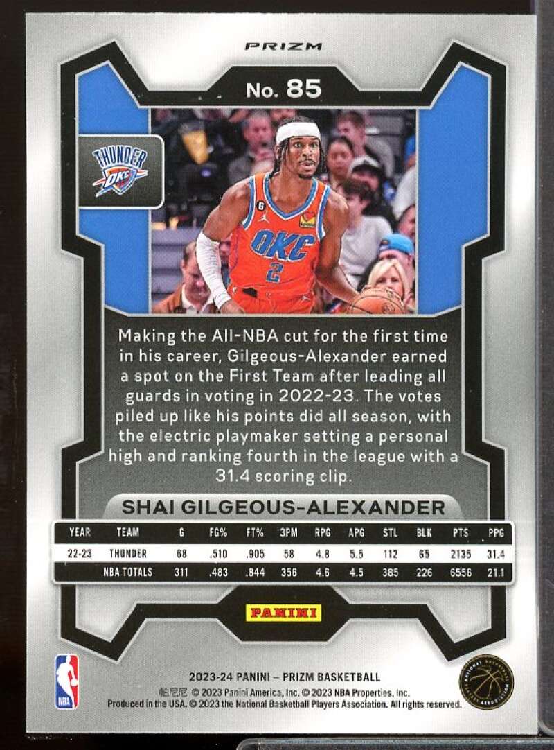 Shai Gilgeous-Alexander Card 2023-24 Panini Prizm Prizms Green #85  Image 2