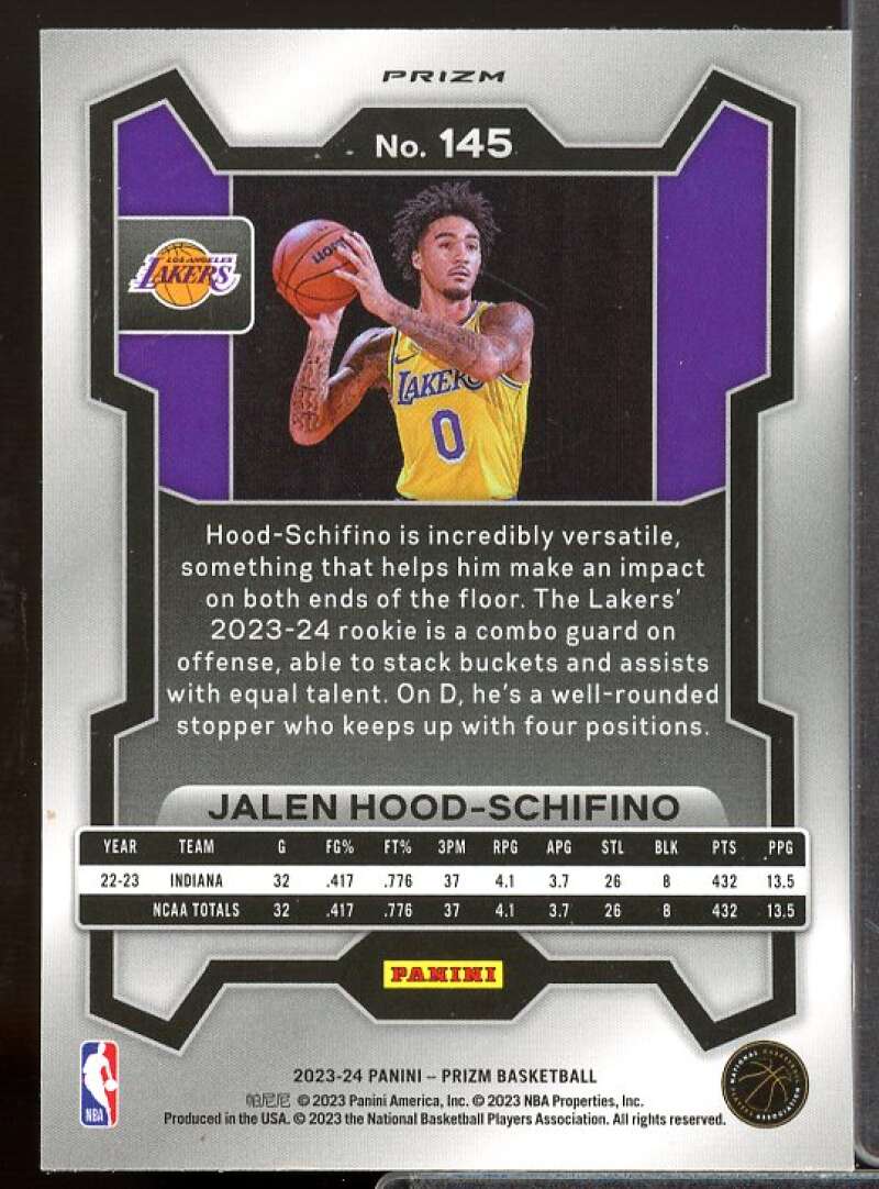 Jalen Hood-Schifino Rookie Card 2023-24 Panini Prizm Prizms Ice #145  Image 2