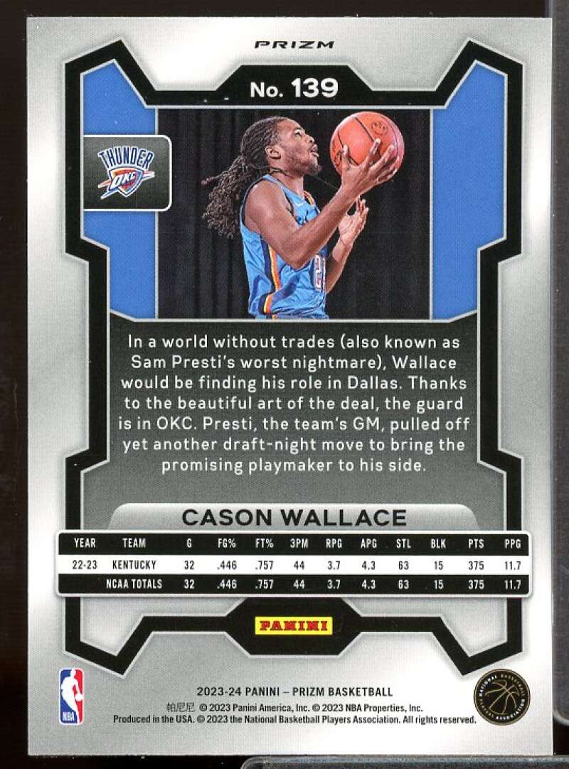 Cason Wallace Rookie Card 2023-24 Panini Prizm Prizms Orange Ice #139  Image 2