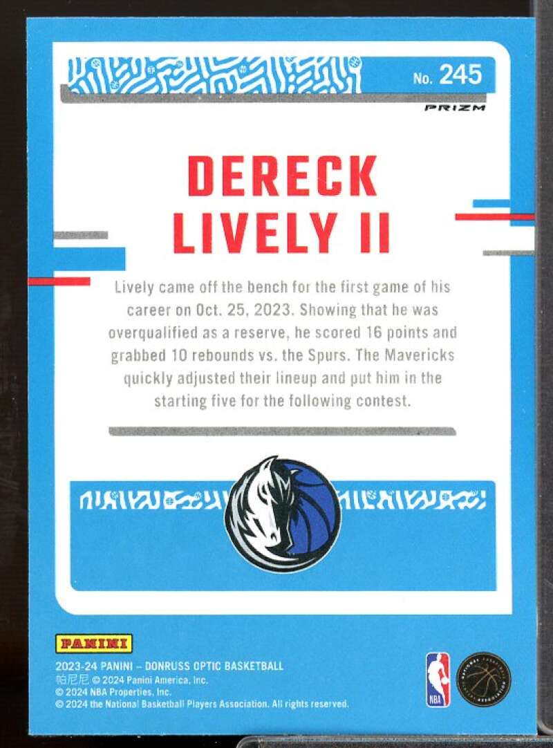 Dereck Lively II Rookie Card 2023-24 Donruss Optic Holo #245  Image 2