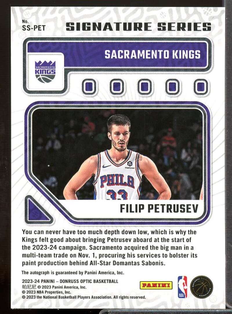 Filip Petrusev Card 2023-24 Donruss Optic Signature Series #43  Image 2