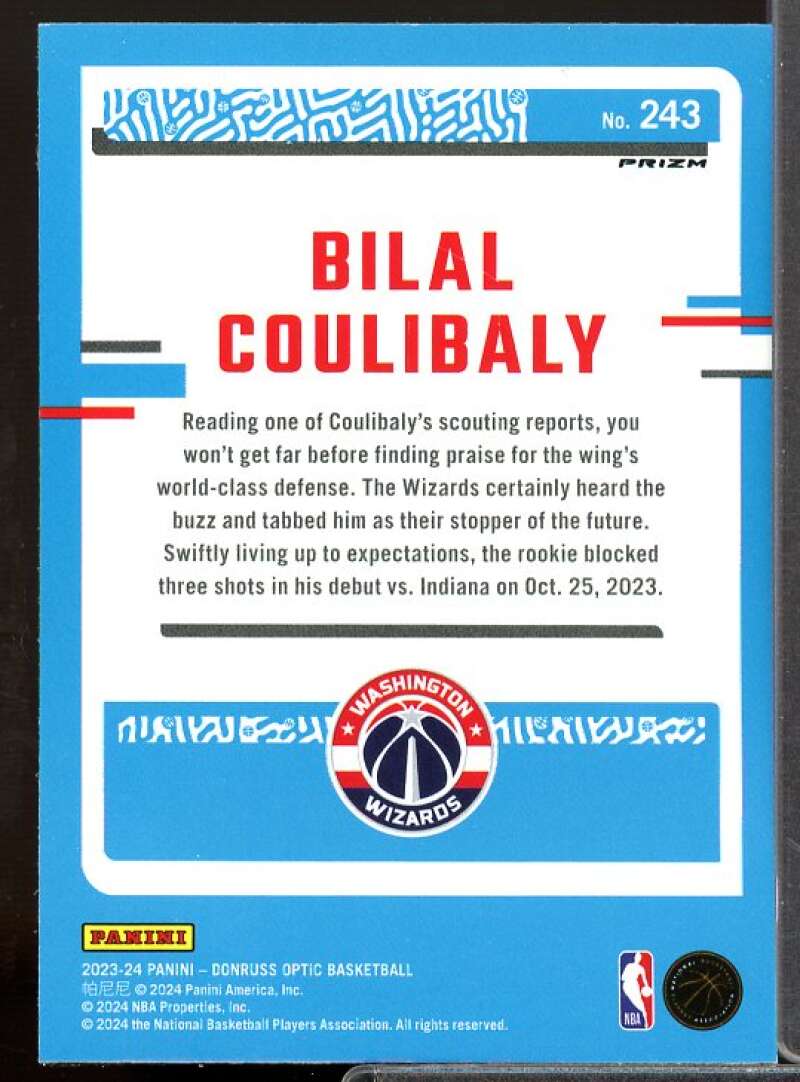 Bilal Coulibaly Rookie Card 2023-24 Donruss Optic Purple Shock #243  Image 2