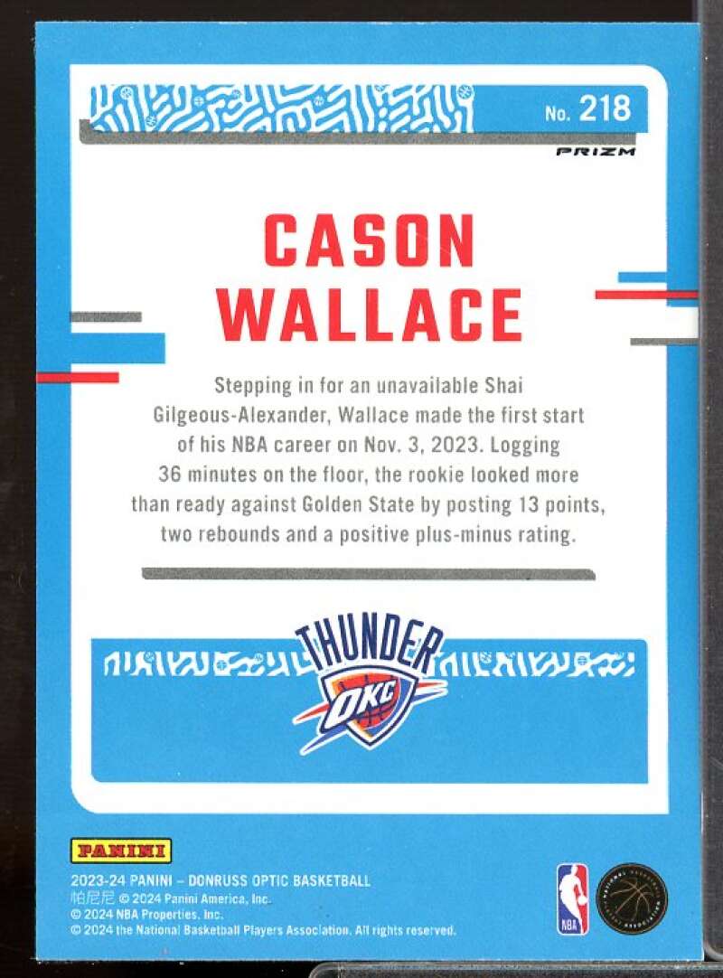 Cason Wallace Rookie Card 2023-24 Donruss Optic Purple Shock #218  Image 2