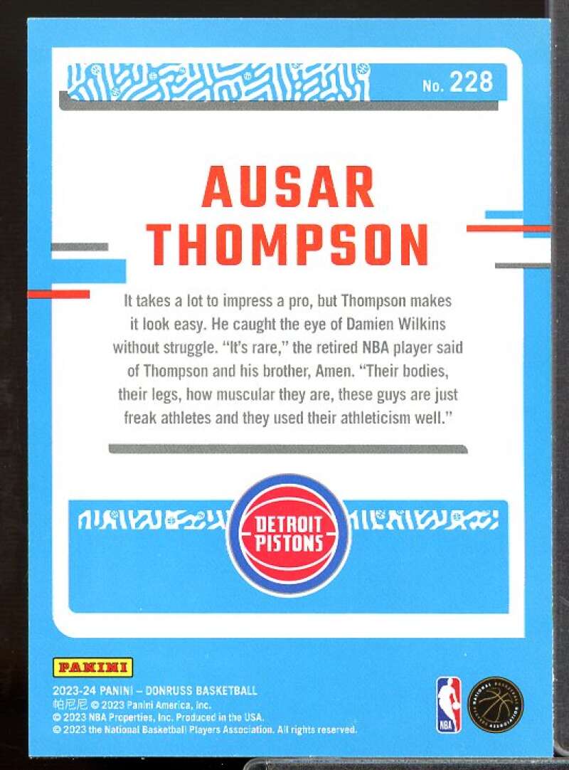 Ausar Thompson Rookie Card 2023-24 Donruss Holo Green Laser #228  Image 2