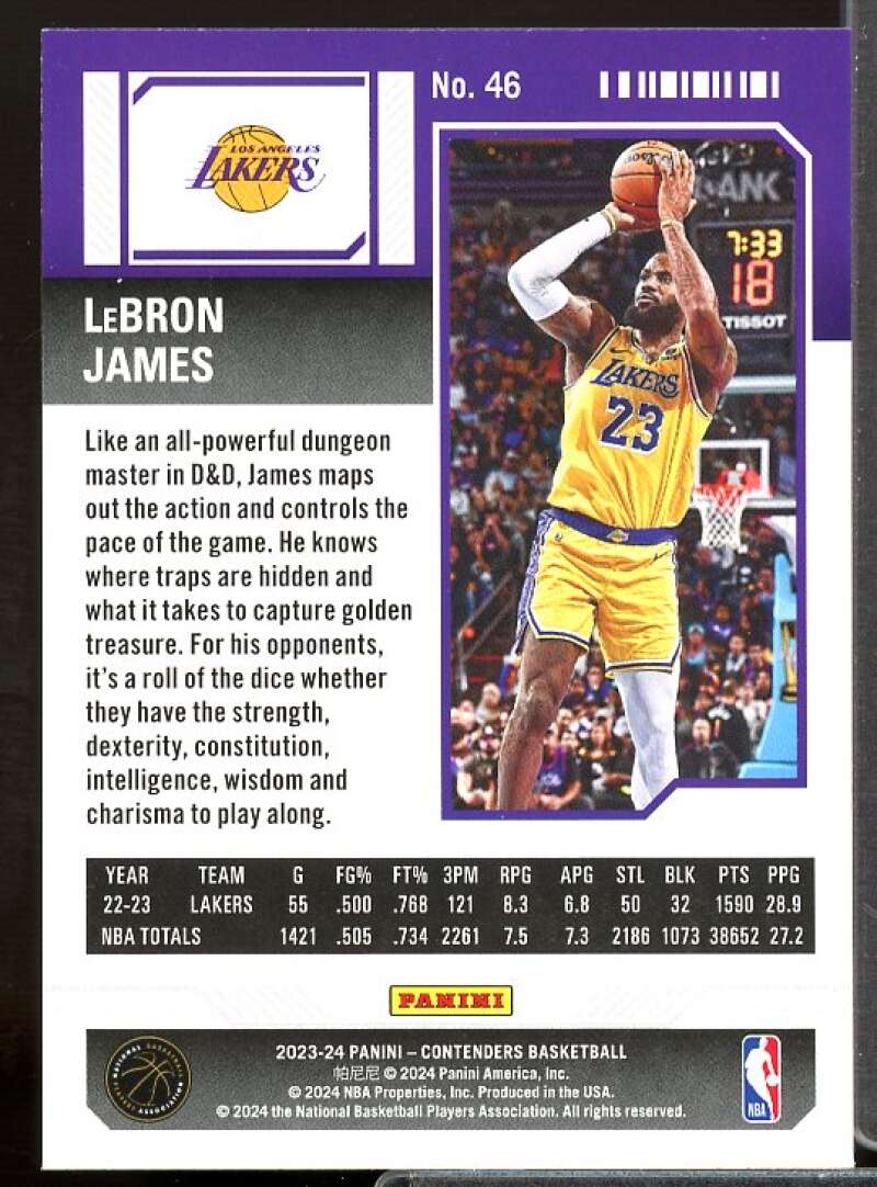 LeBron James Card 2023-24 Panini Contenders #46  Image 2
