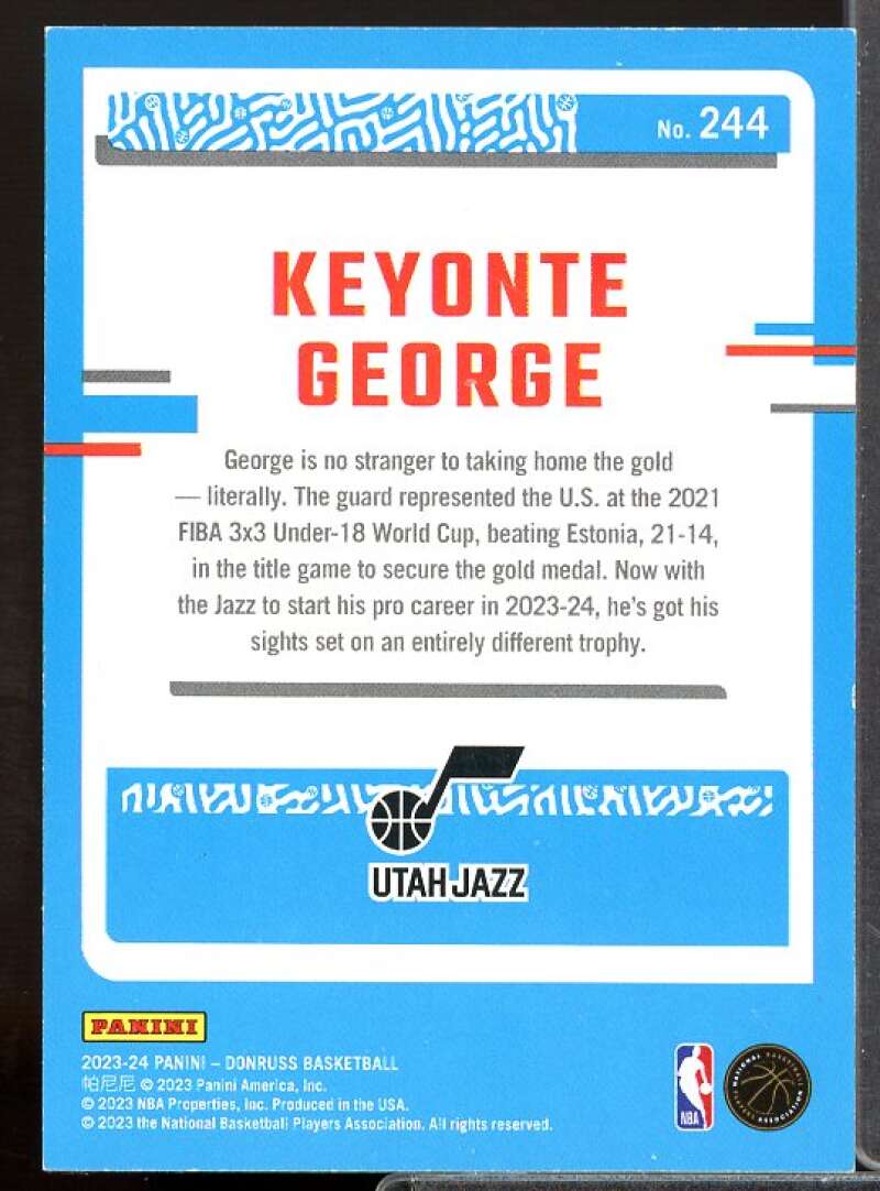 Keyonte George Rookie Card 2023-24 Donruss Holo Green Laser #244  Image 2