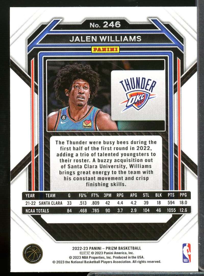 Jalen Williams Rookie Card 2022-23 Panini Prizm #246  Image 2