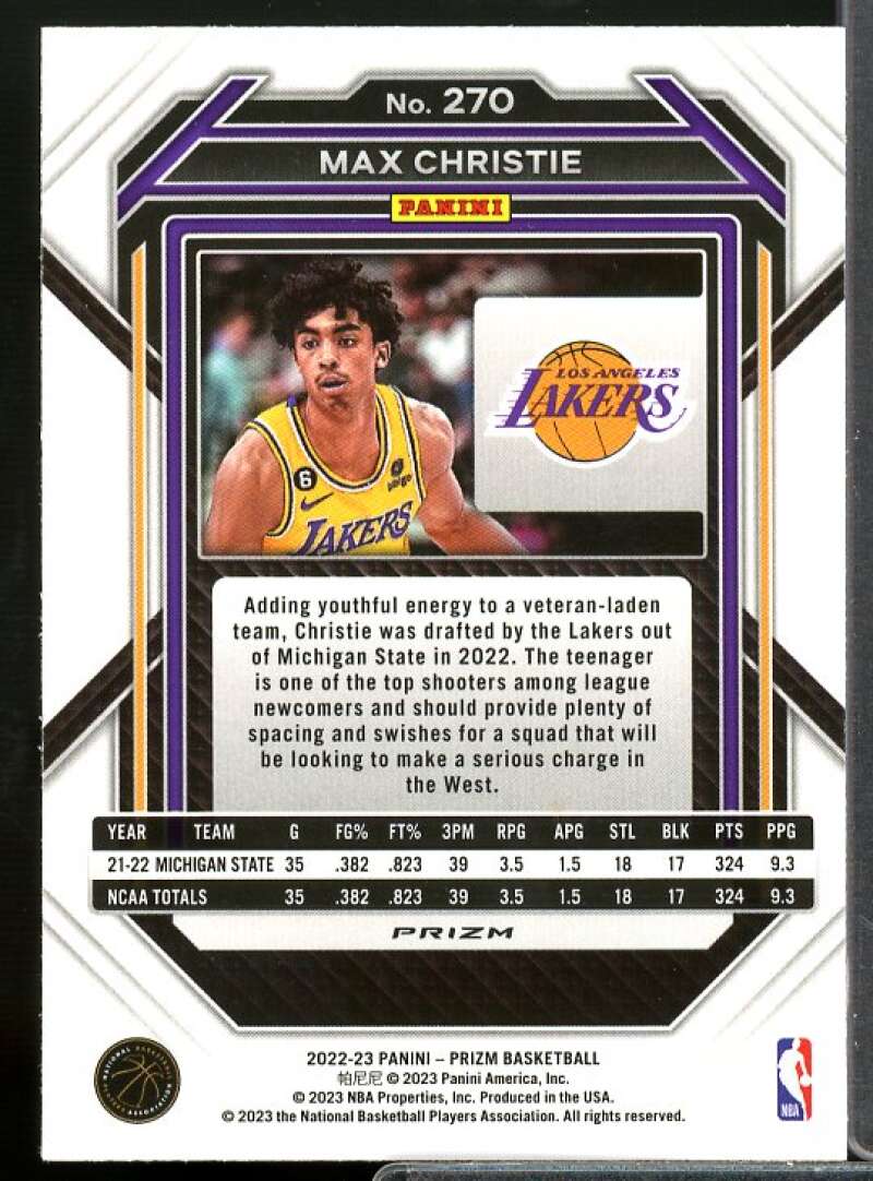 Max Christie Rookie Card 2022-23 Panini Prizm #270  Image 2