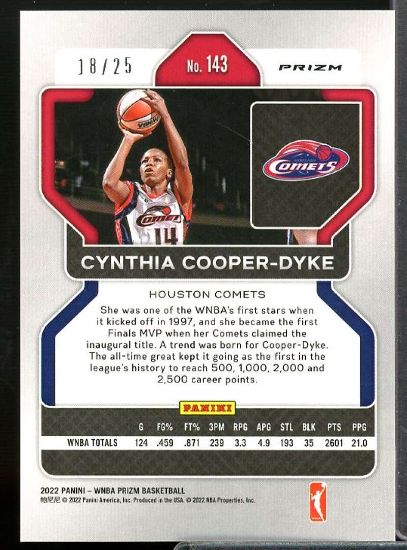 Cynthia Cooper-Dyke Card 2022 Panini Prizm WNBA Prizms Green Pulsar #143  Image 2