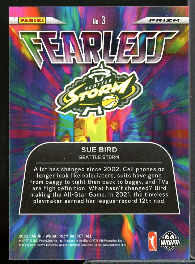 Sue Bird Card 2022 Panini Prizm WNBA Fearless Prizms Green #3  Image 2