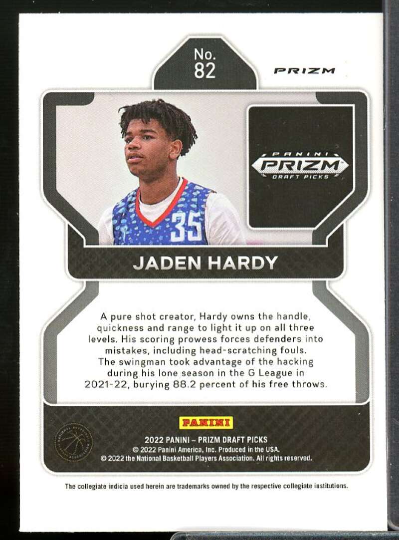 Jaden Hardy Rookie Card 2022-23 Panini Prizm Draft Picks Prizms Hyper #82  Image 2