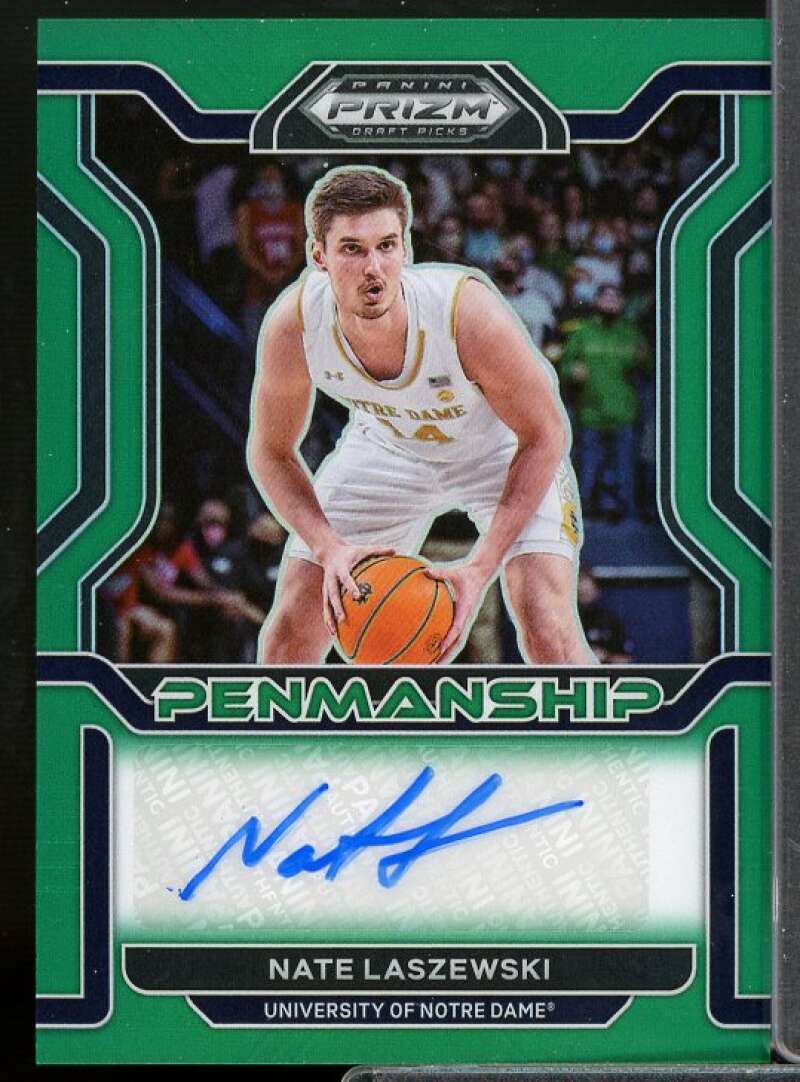 Nate Laszewski 2022 Panini Prizm Draft Picks College Penmanship Prizms Green #39  Image 1