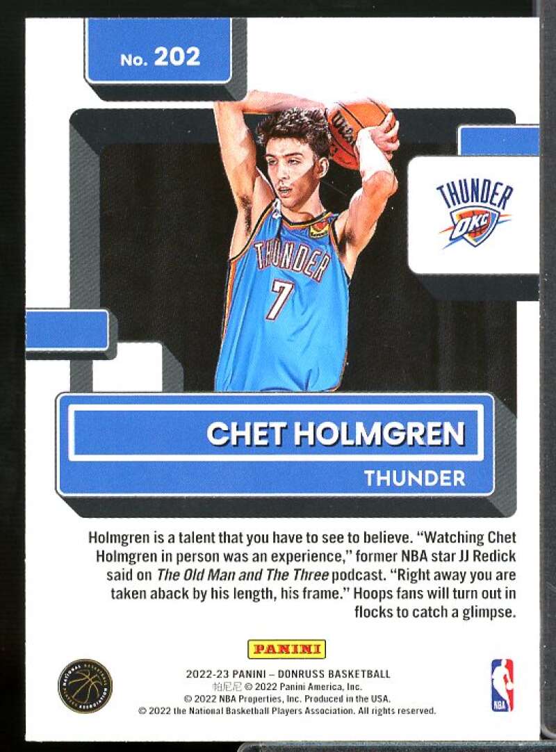 Chet Holmgren Rookie Rookie Card 2022-23 Donruss #202  Image 2