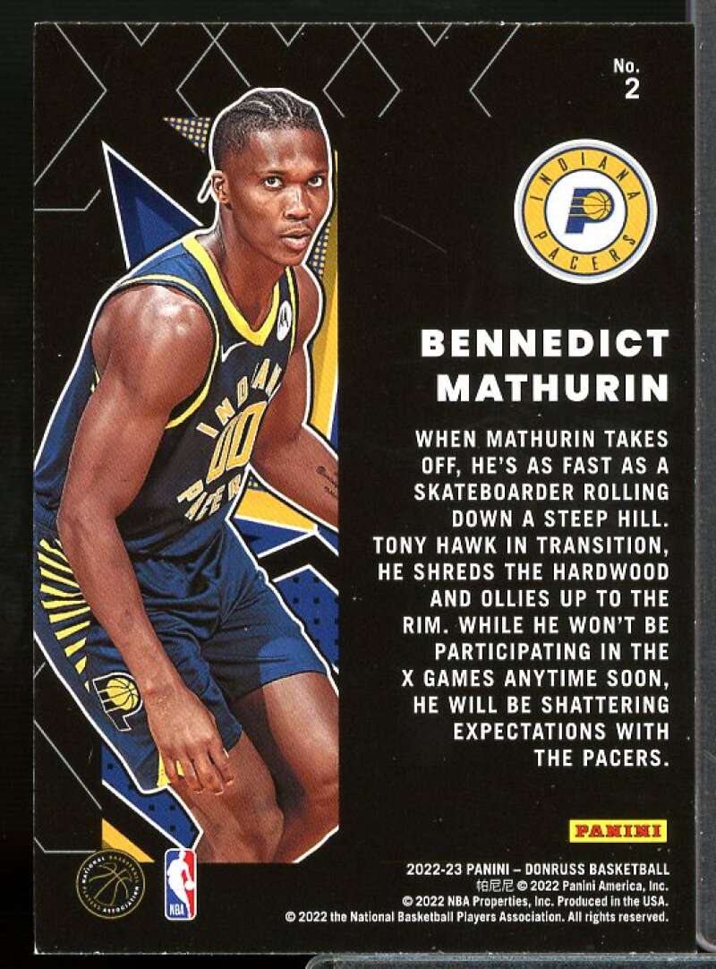 Bennedict Mathurin Rookie Card 2022-23 Donruss Great X-Pectations #2  Image 2