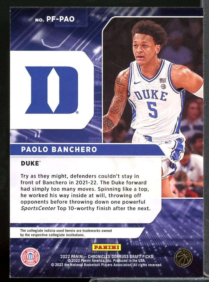 Paolo Banchero Rookie 2022-23 Panini Chronicles Draft Picks Power Formulas #2  Image 2
