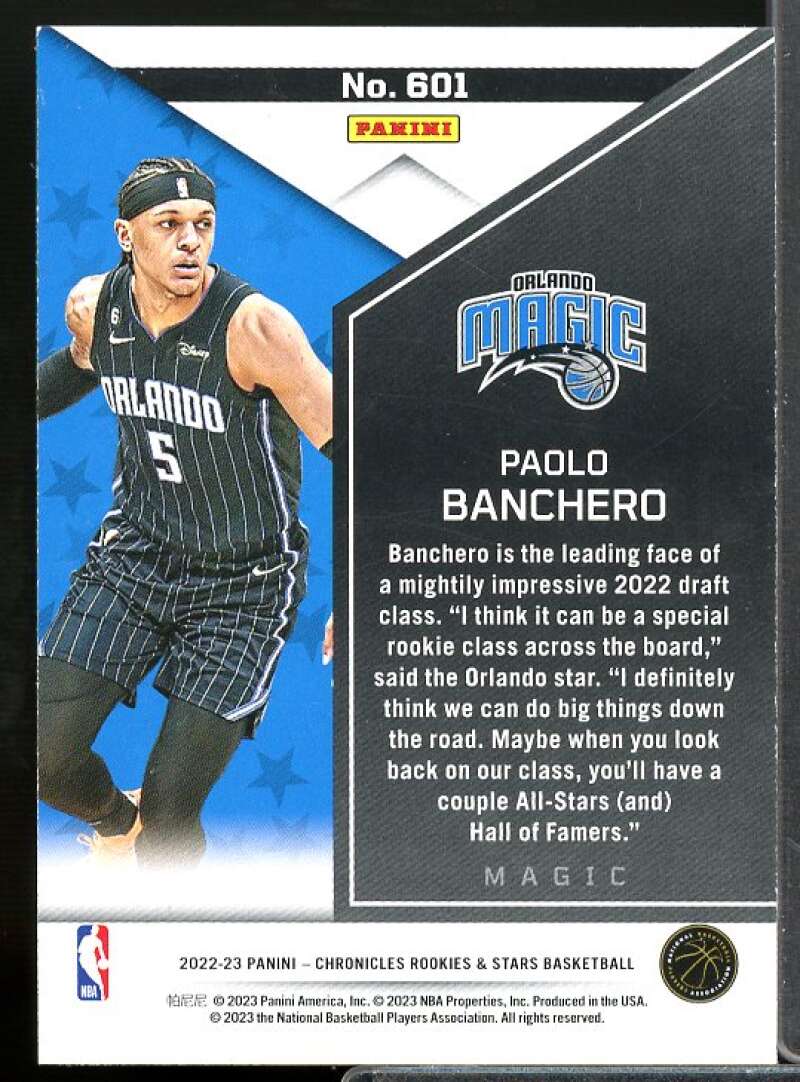 Paolo Banchero/Rookies Stars Rookie Card 2022-23 Panini Chronicles #601  Image 2