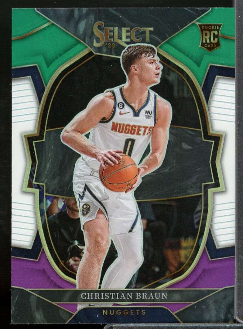 Christian Braun Rookie Card 2022-23 Select Prizms Green White Purple #85  Image 1