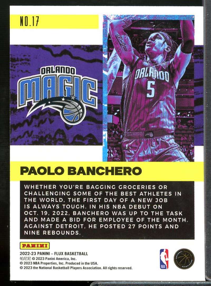 Paolo Banchero Rookie Card 2022-23 Panini Flux Freshman Year #17  Image 2