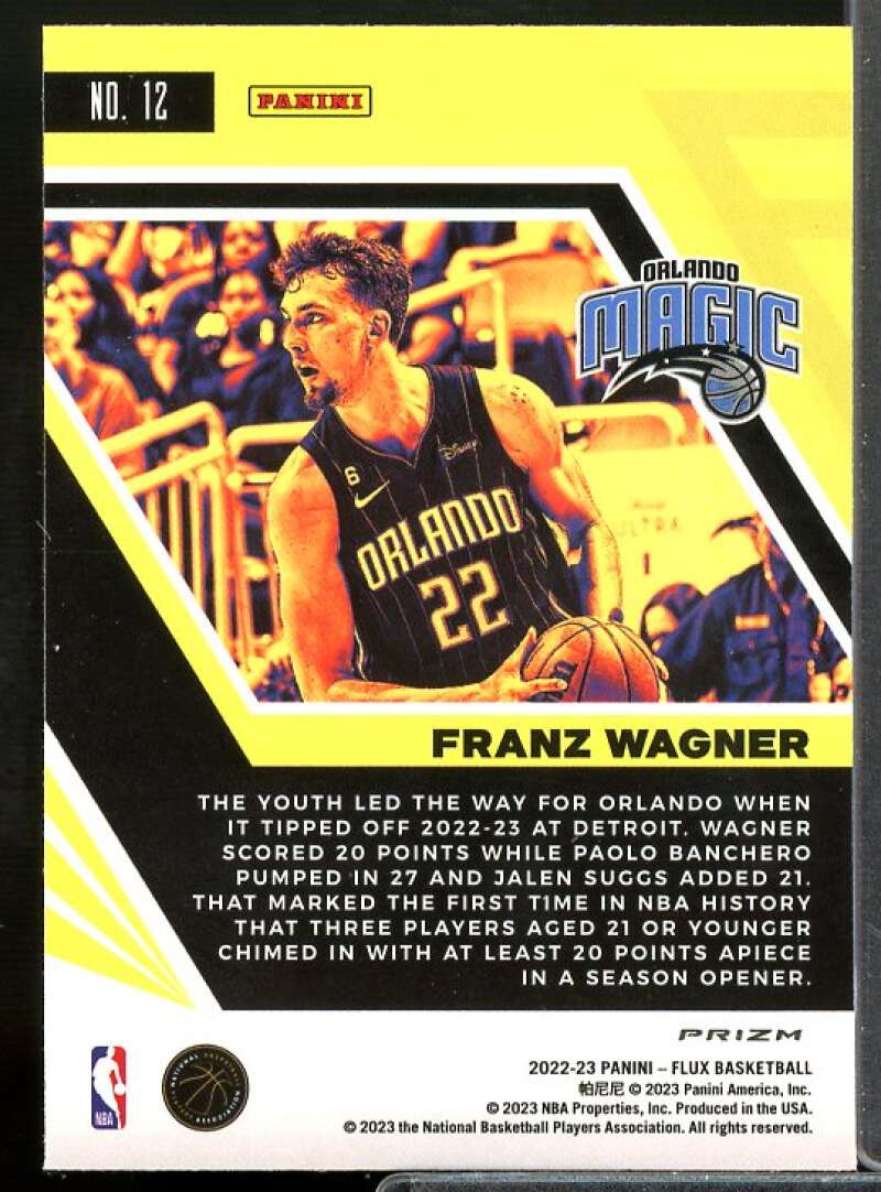 Franz Wagner Rookie Card 2022-23 Panini Flux Sunrise #12  Image 2
