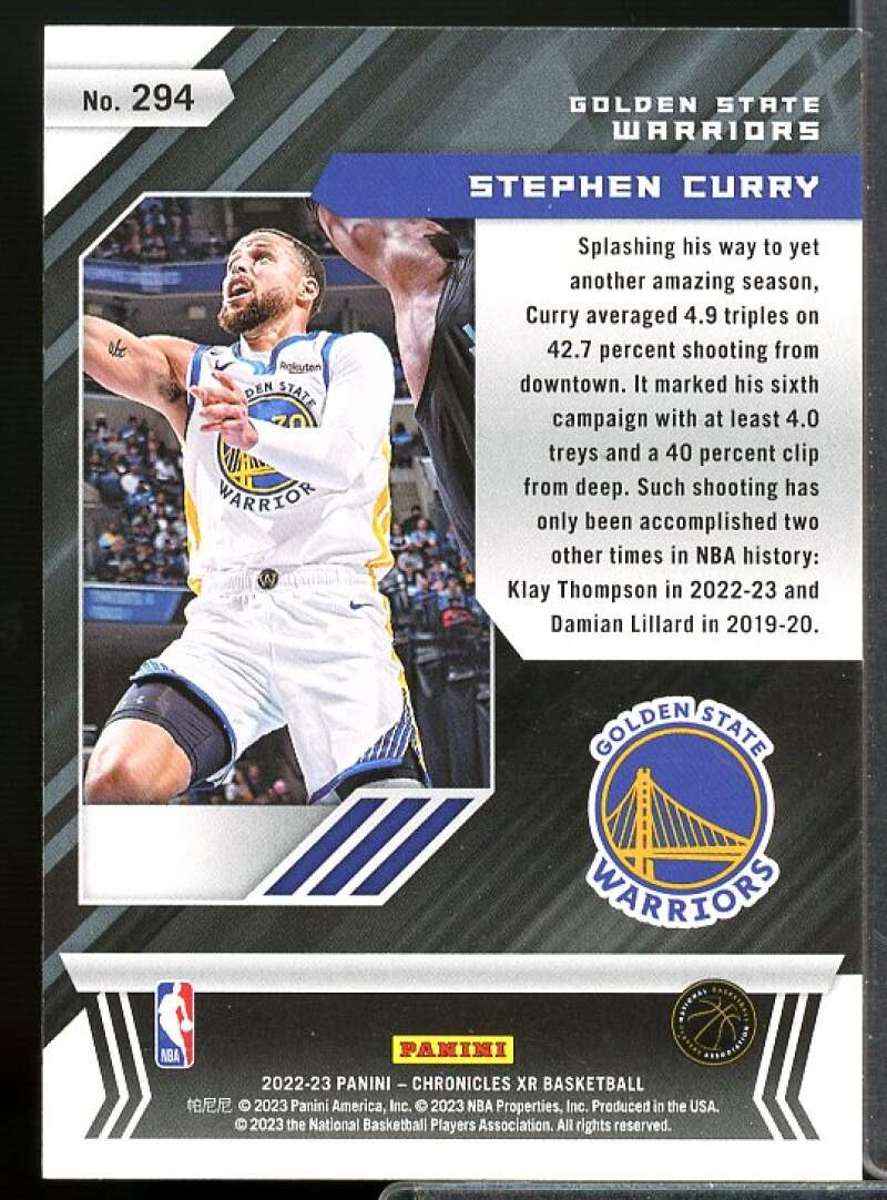 Stephen Curry/XR Card 2022-23 Panini Chronicles #294  Image 2
