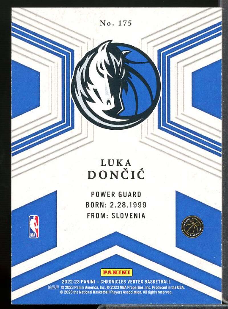 Luka Doncic/Vertex Card 2022-23 Panini Chronicles #175  Image 2