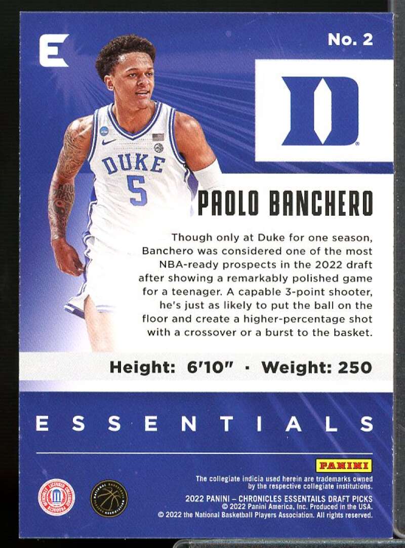 Paolo Banchero Rookie 2022-23 Panini Chronicles Draft Picks Essentials Pink #2  Image 2