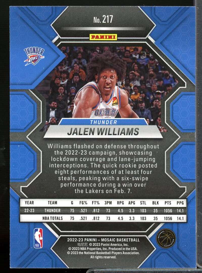 Jalen Williams Rookie Card 2022-23 Panini Mosaic #217  Image 2