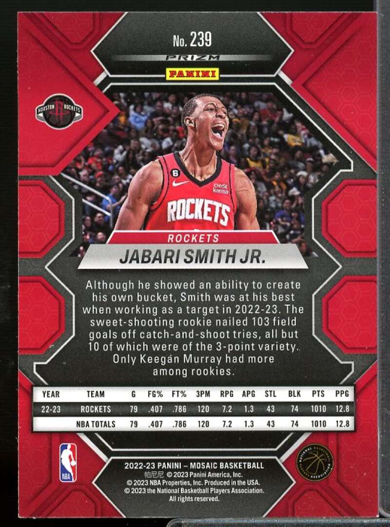 Jabari Smith Jr. Rookie Card 2022-23 Panini Mosaic Mosaic Reactive Blue #239  Image 2