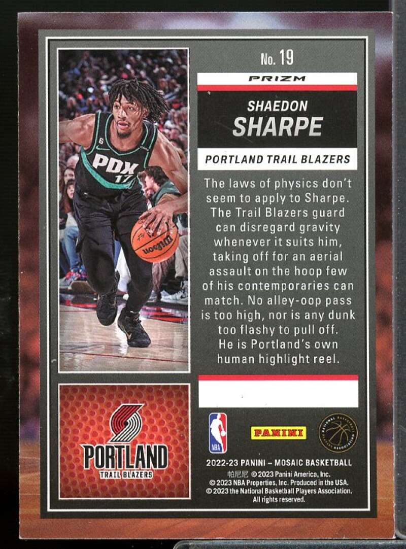 Shaedon Sharpe Card 2022-23 Panini Mosaic Jam Masters Mosaic #19  Image 2
