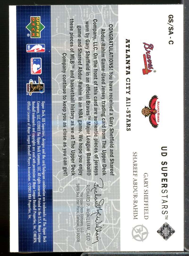Gary Sheffield/Abdur-Rahim 2002 UD SuperStars City All-Stars Dual Jersey #GSSA  Image 2