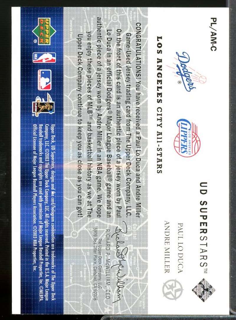 Paul Lo Duca/Andre Miller 2002-03 UD SuperStars City All-Stars Dual Jersey #PLAM  Image 2