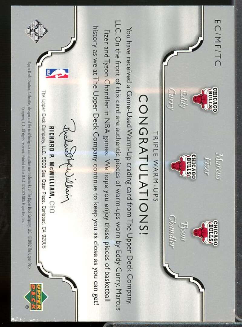 Eddy Curry/Marcus Fizer/Chandler 2002 Ovation Authentics Warm-Ups Triple #CFC  Image 2