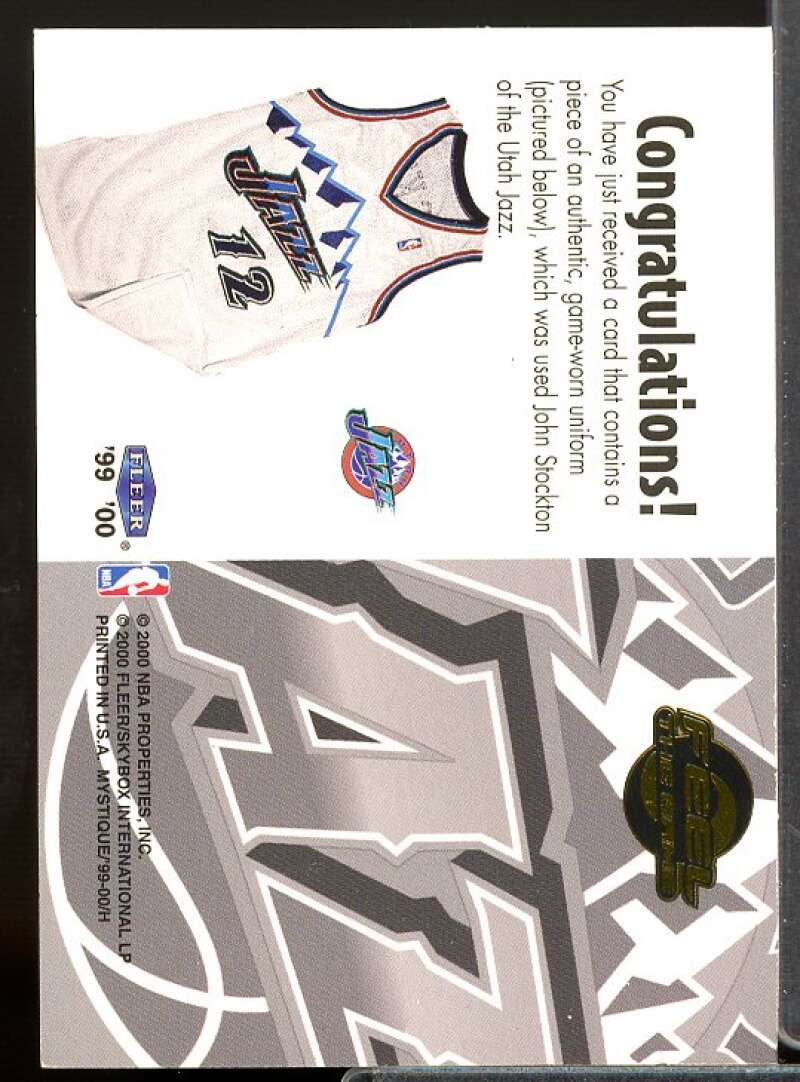 John Stockton Card 1999-00 Fleer Mystique Feel the Game #11  Image 2