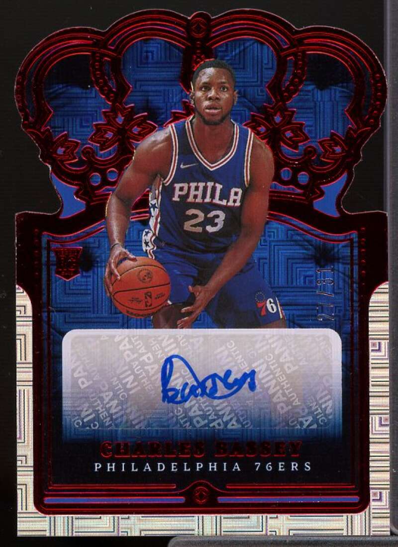 Charles Bassey Card 2021-22 Crown Royale Rookie Crown Autographs Asia Red #31  Image 1