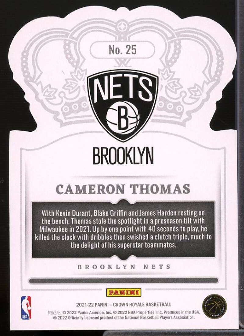 Cameron Thomas Rookie Card 2021-22 Crown Royale #25  Image 2