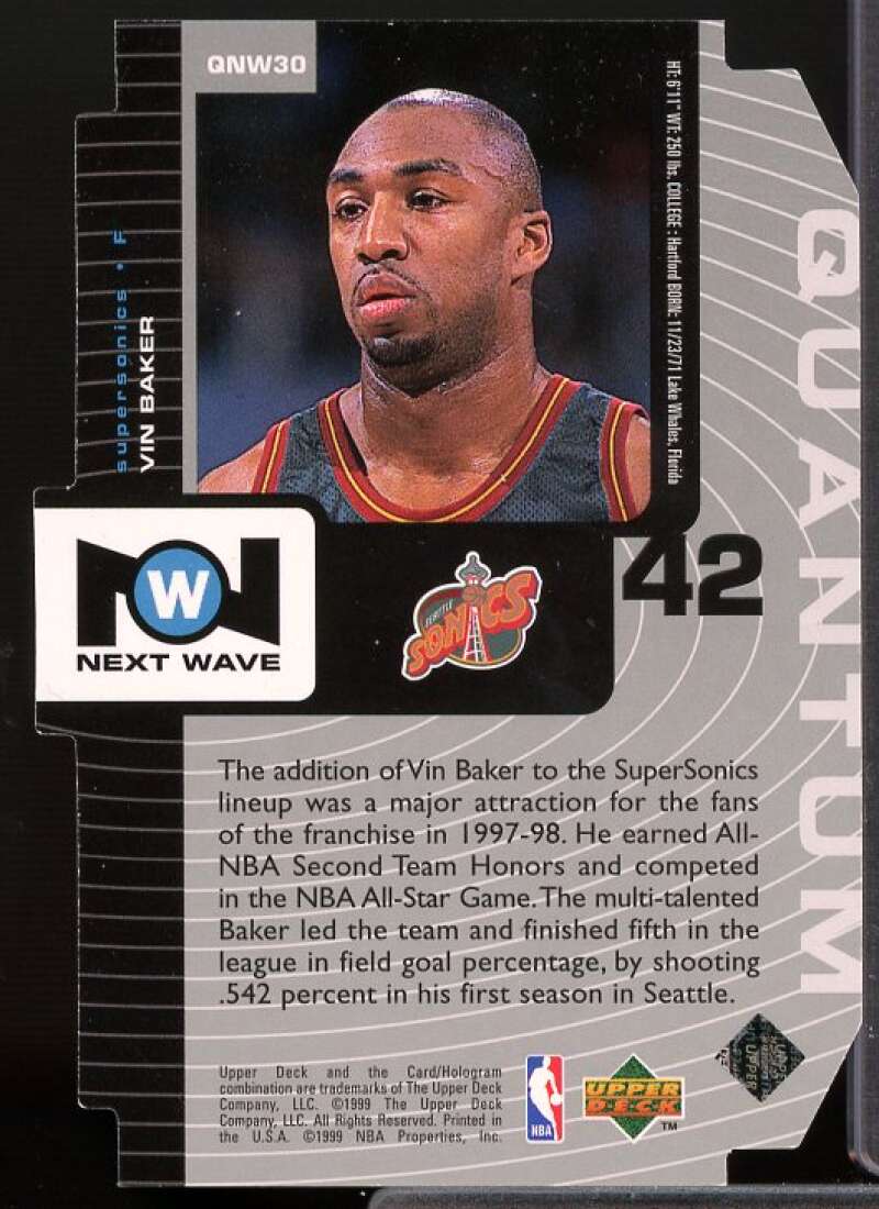 Vin Baker Card 1998-99 Upper Deck Next Wave Silver #NW30  Image 2