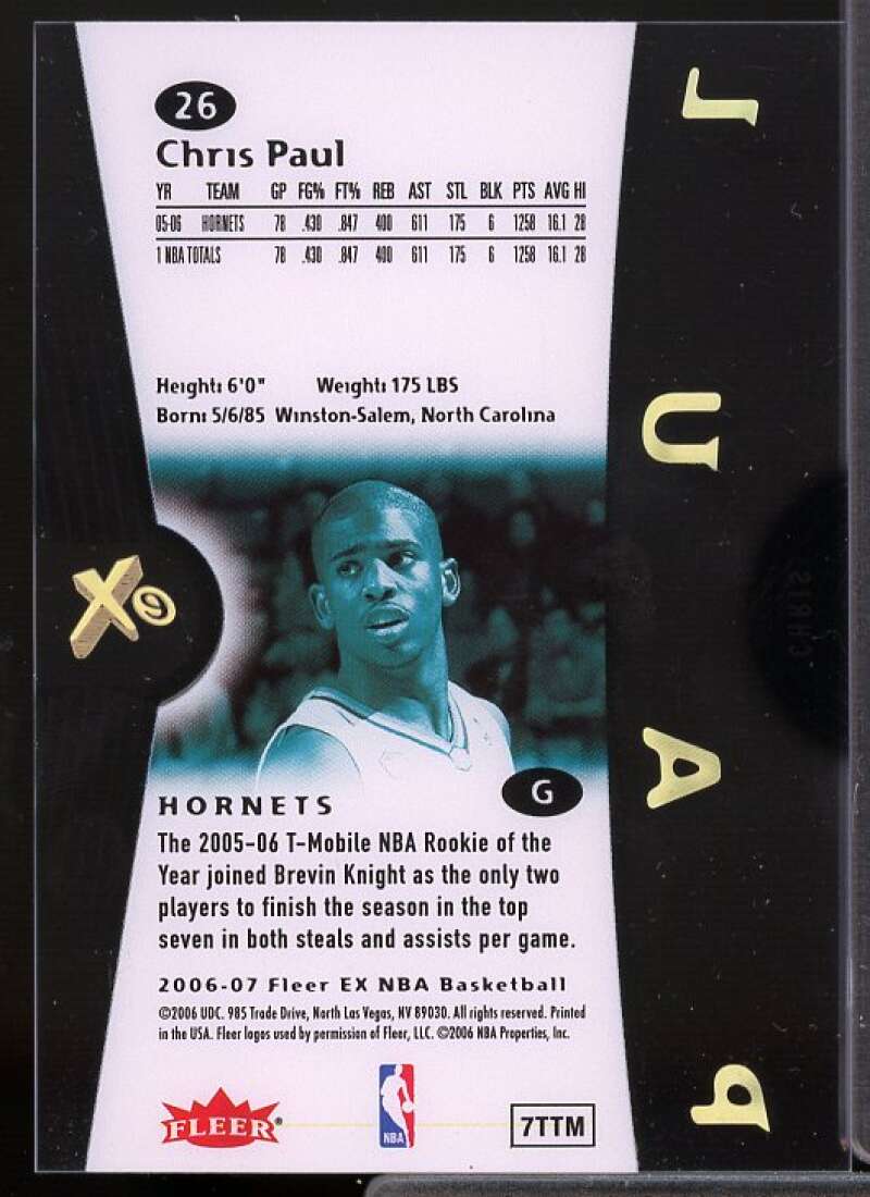 Chris Paul Card 2006-07 E-X #26  Image 2