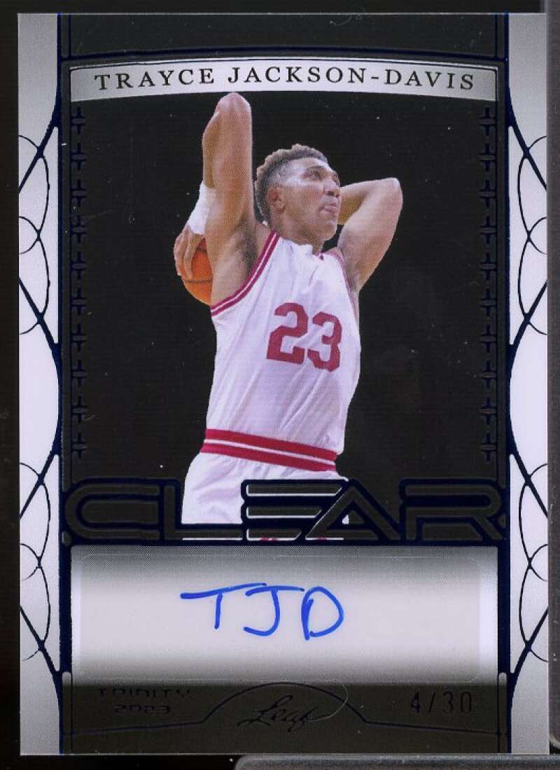 Trayce Jackson-Davis Rookie Card 2023 Leaf Trinity Clear Autographs Blue #CATJD  Image 1