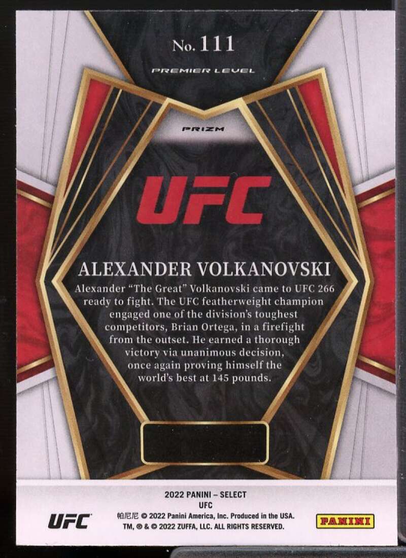 Alexander Volkanovski Card 2022 Select UFC Prizms Blue #111  Image 2