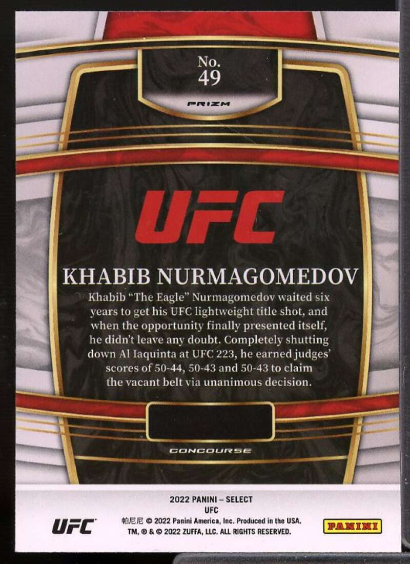 Khabib Nurmagomedov Card 2022 Select UFC Prizms Orange Flash #49  Image 2