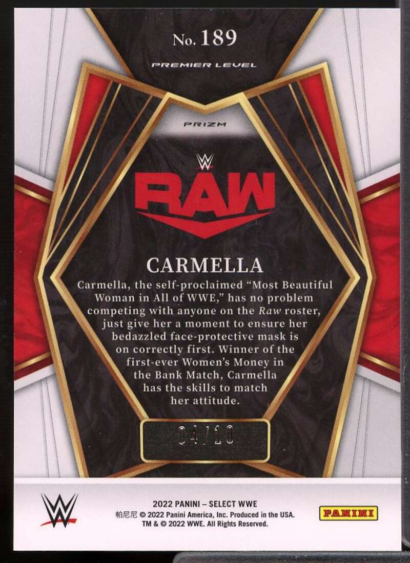 Carmella Card 2022 Select WWE Prizms Gold Flash #189  Image 2