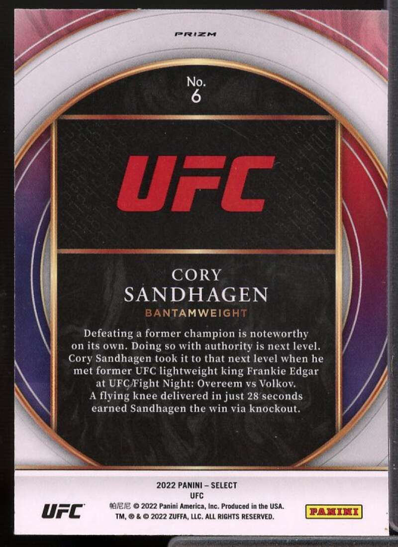 Cory Sandhagen Card 2022 Select UFC Select Numbers Prizms Flash #6  Image 2