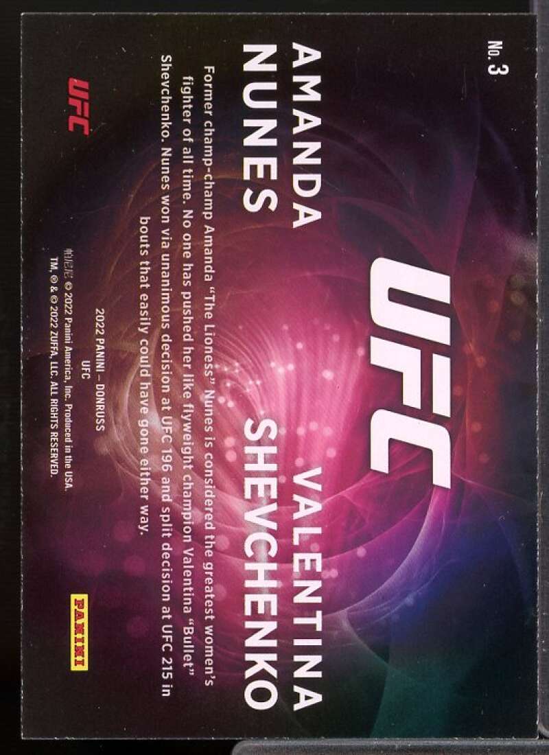 Amanda Nunes/Valentina Shevchenko 2022 Donruss UFC Duos Holo Orange Laser #3  Image 2