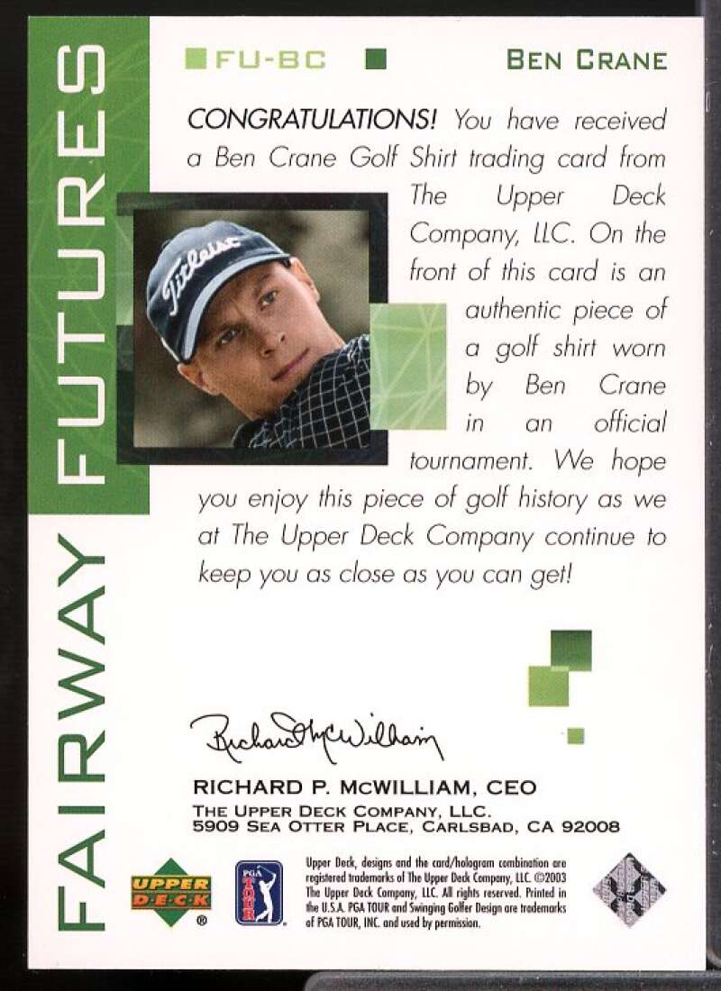 Ben Crane Card 2003 Upper Deck Fairway Futures #BC  Image 2