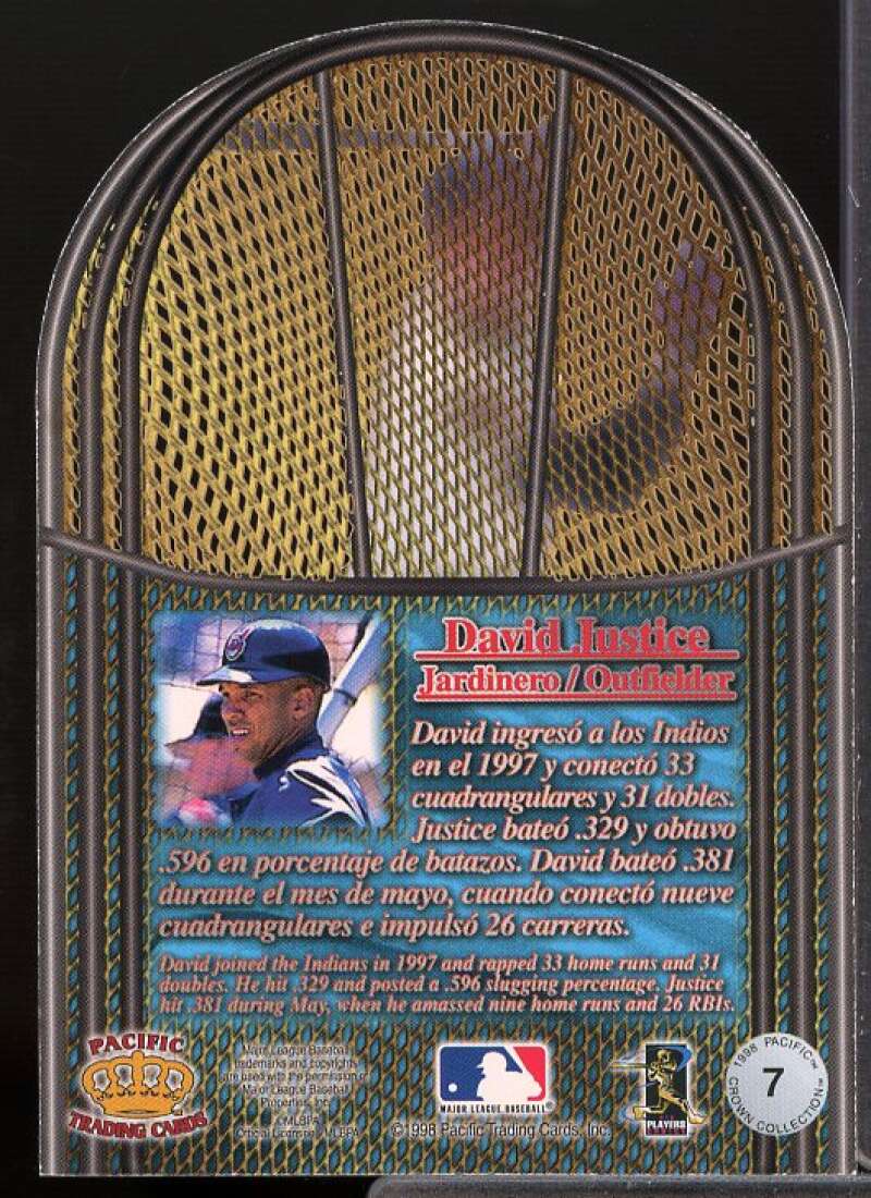 David Justice Card 1998 Pacific In The Cage #7  Image 2