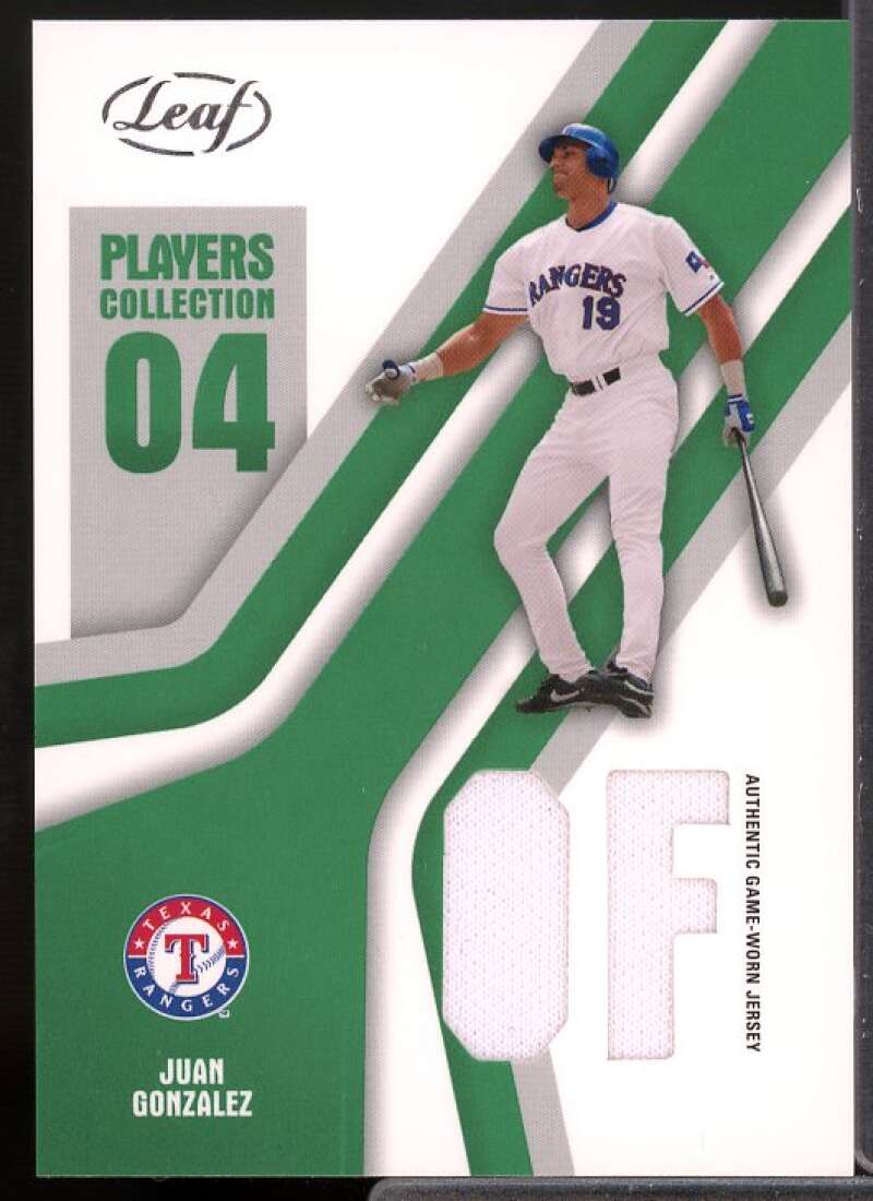 Juan Gonzalez Rgr Card 2004 Leaf Players Collection Jersey Green #46  Image 1