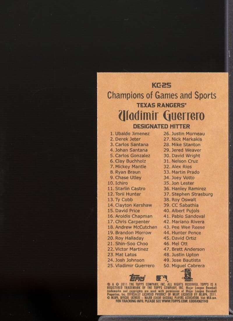 Vladimir Guerrero Card 2011 Topps Kimball Champions #KC25  Image 2