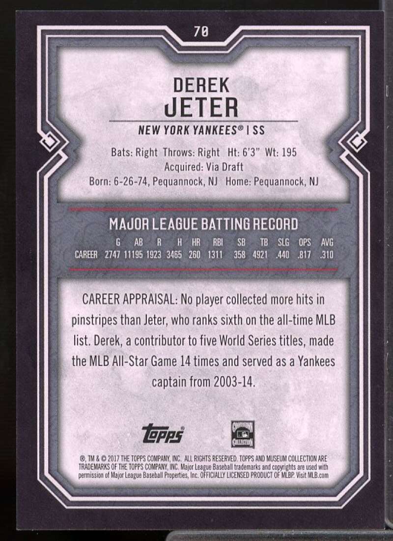 Derek Jeter Card 2017 Topps Museum Collection #70  Image 2